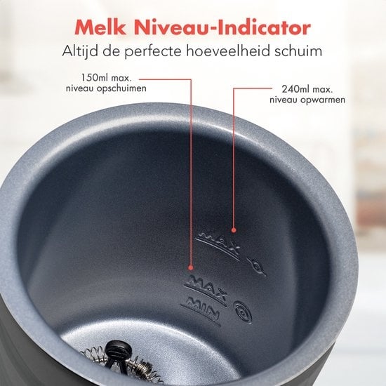 KitchenBrothers Mousseur à lait électrique - 4 en 1 - 240 ML - Mousseur à lait pratique - Anthracite
