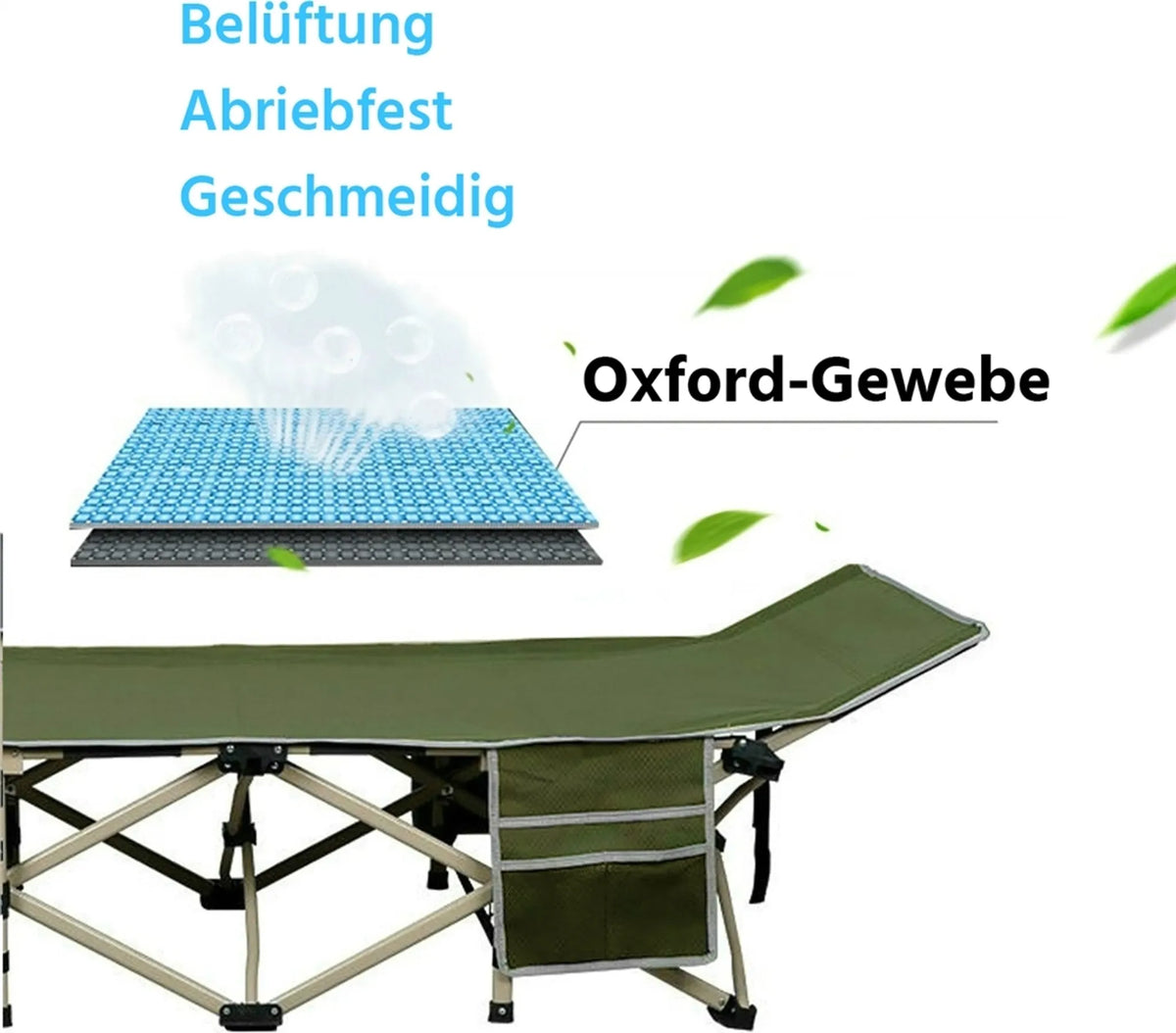 Lit de camp pliable Yaheetech, capacité de charge de 150 kg, avec sac de transport – vert militaire – métal et polyester