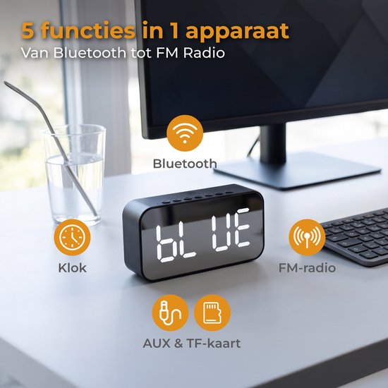 Radio-réveil Nuvance - Radio-réveil numérique pour chambre à coucher - Radio-réveil - 2 alarmes - Fonction de gradation - Réveils numériques - Radio-réveil