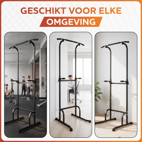 Fitby Pull Up Station - Station de musculation - Barre de traction - Station de dips - Barre de traction - Salle de sport à domicile - Fitness - Hauteur réglable - Noir