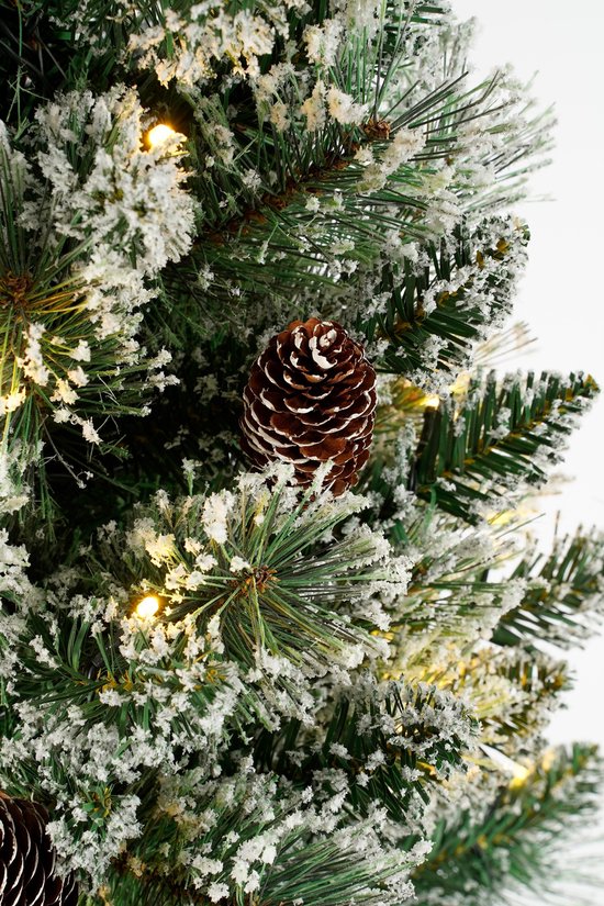 Black Box Trees Vandans : sapin de Noël artificiel avec éclairage - Sapin de Noël H 90 x Ø 48 cm - Sapin artificiel en pot avec des branches enneigées - Vert