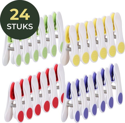 Gandria Pinces à linge 24 pièces - Pinces à linge en plastique - Lot de 24 pinces à linge en plastique - Pinces à linge pour portemanteau 10 Kg - 4 Couleurs