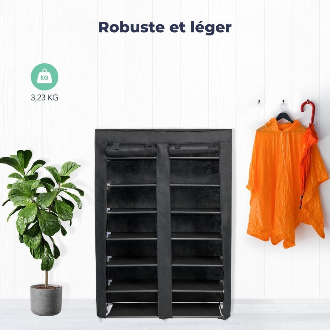 Rangement à chaussures LifeGoods - 7 couches - 28 paires de chaussures - Verrouillable - Noir