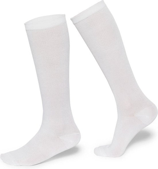 MYCARE+ Chaussettes de Compression - Bas de compression pour le sport - Circulation sanguine - Prévention de la douleur - Soutien - Duopack - Blanc - Taille 41-46 - 2 Paires