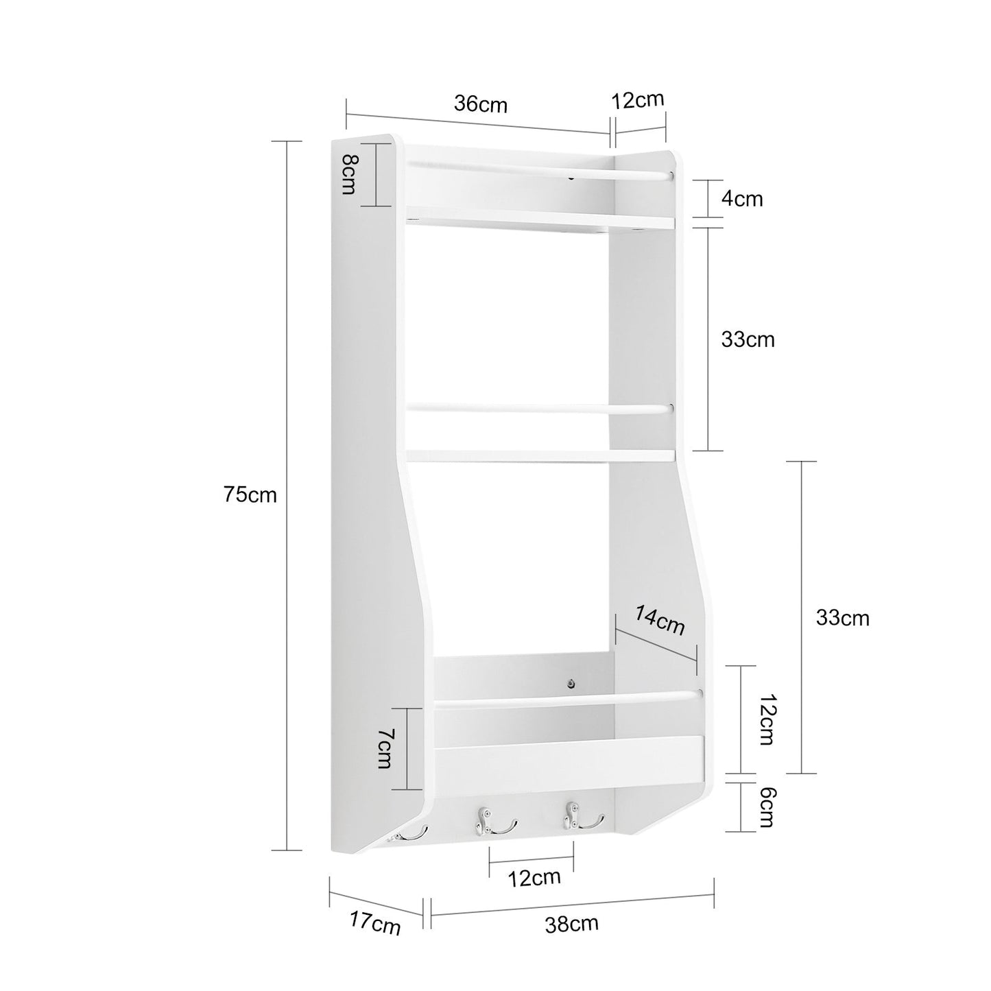 SoBuy Armoire murale de cuisine - Blanc - 38 x 17 x 75 cm