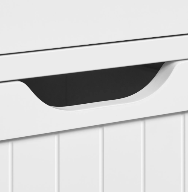 Armoire de salle de bains Yaheetech - Blanche - 63 x 30 x 165,5 cm - Portes vitrées, 4 tiroirs, étagères réglables
