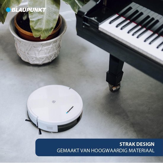 Blaupunkt Robot Aspirateur Bluebot XVAC - Avec station de recharge - Navigation intelligente - Fonction balayage possible - Blanc
