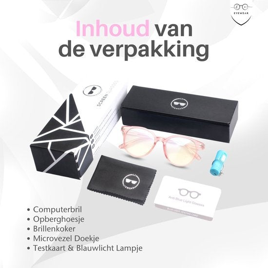 LC Eyewear Lunettes d'ordinateur - Lunettes à lumière bleue - Lunettes d'affichage - Unisexe - Rose transparent