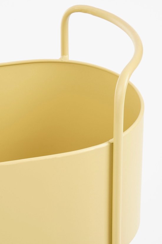 Mica Decorations Moritz : pot de fleurs sur pied - Pot de fleurs L55 x l24 x H65 cm - Pied en fer - Pot de fleurs d'intérieur ou d'extérieur - Beige