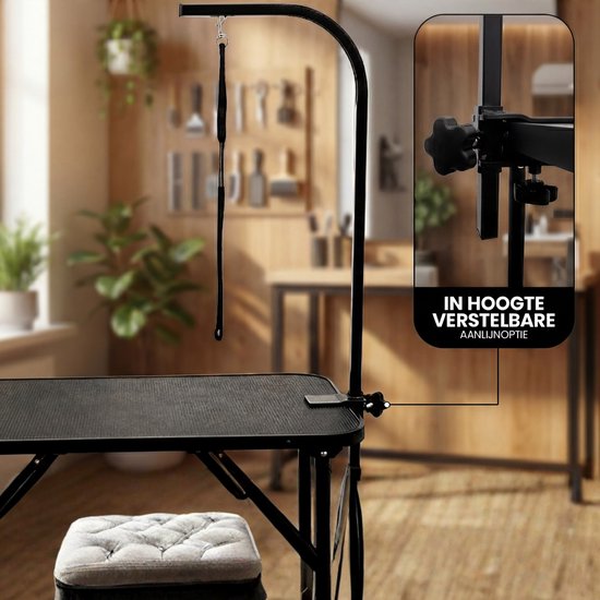 Animali Trim Table - Table de toilettage pour chien - Table de toilettage pour chien - Pliable - Avec option laisse - Noir