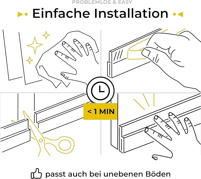 cinq points Coupe-courant d'air pour portes en silicone (autocollant) - maintient la chaleur dans la pièce et arrête les courants d'air sous la porte - coupe-courant d'air pour portes comme protection contre le froid