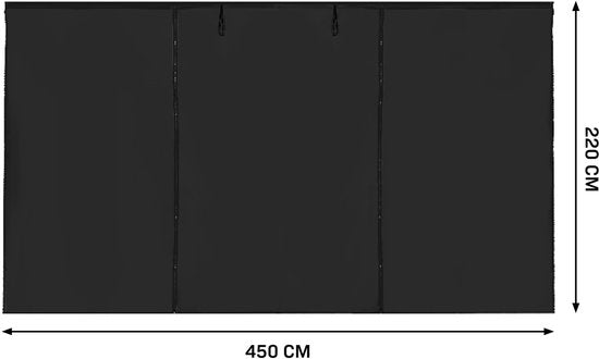 Ensemble de parois latérales VONROC - 3 x 4,5 m - Pour tente de fête Premium PT502XX - Imperméable - Protection UV 50+ - Noir