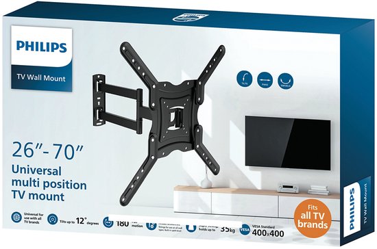 Support mural pour téléviseur PHILIPS SQM9232-10 - Téléviseurs de 26 à 70 - Max. 35 kg - LED, LCD, QLED, OLED, Curved et