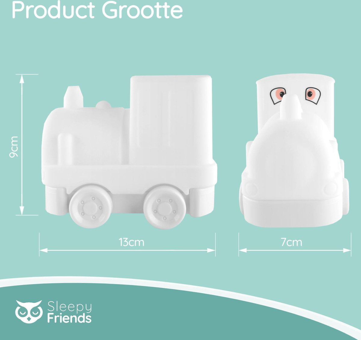 Veilleuse Sleepy Friends Train Chambre d'enfant - Veilleuse LED à intensité variable 8 couleurs - 95,2 x 97,4 x 100 mm - Gris - Télécommande incluse