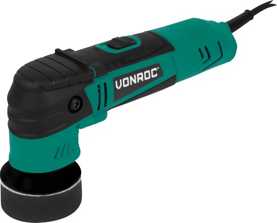 VONROC Polisseuse excentrique - machine à polir - 400W - Ø50 et Ø75MM - avec démarrage progressif et électronique à puissance constante - Inclus 2 disques de polissage et 2 disques d'appui