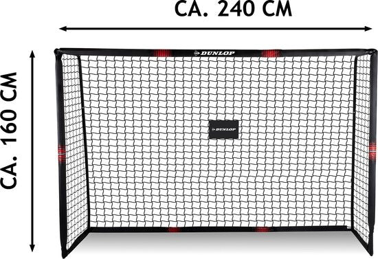 Cage de Football pour Enfants Dunlop - pour Jardin- montage facile - Filet de Football - noir/rouge 240 x 160 x 85 CM - métal