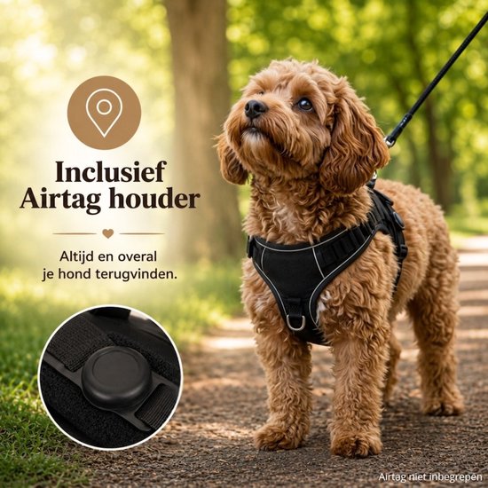 Harnais pour chien By Cee Cee – Harnais anti-traction – Harnais en Y pour chien – Harnais réfléchissant – Noir – Taille S