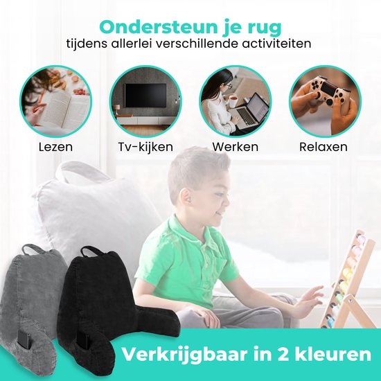 WorldWide products Coussin de lecture avec accoudoirs - Coussin de relaxation en mousse à mémoire de forme - pour le lit