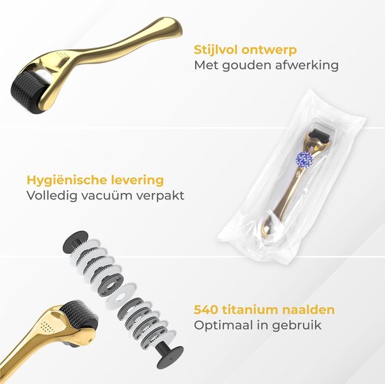 Nuvance - Dermaroller - 540 micro-aiguilles de 0.5mm - eBook inclus - Derma Roller pour le soin de la peau - Roller à barbe pour la croissance des cheveux - Emballage stérile