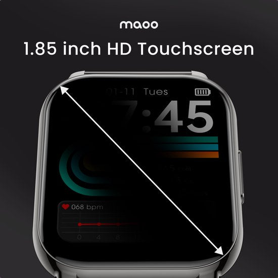 Maoo Amplify 2 Smartwatch Femme et Homme - Convient à Android et iOS - Bracelet en silicone et milanais - Compatible WhatsApp - Fonction Belf complète - Multisport - Moniteur de fréquence cardiaque et de pression artérielle - Moniteur de sommeil - Cadeau