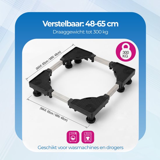 Surélevateur pour lave-linge Roegaarden - Anti-vibrations - Réglable - 8 pieds pour plus de stabilité - Facile à installer