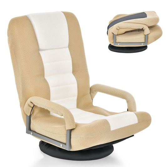 Chaise de sol pliante Coast - Dossier réglable - Pivot 360° - 55 x 61-87 x 75 cm - Beige