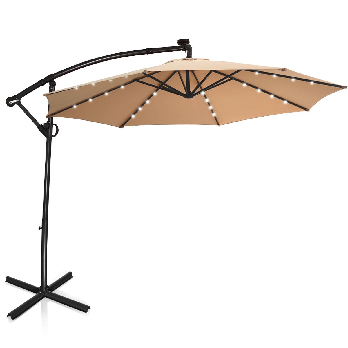 Parasol suspendu Coast à énergie solaire - télécommande - éclairage LED - beige - 300 cm