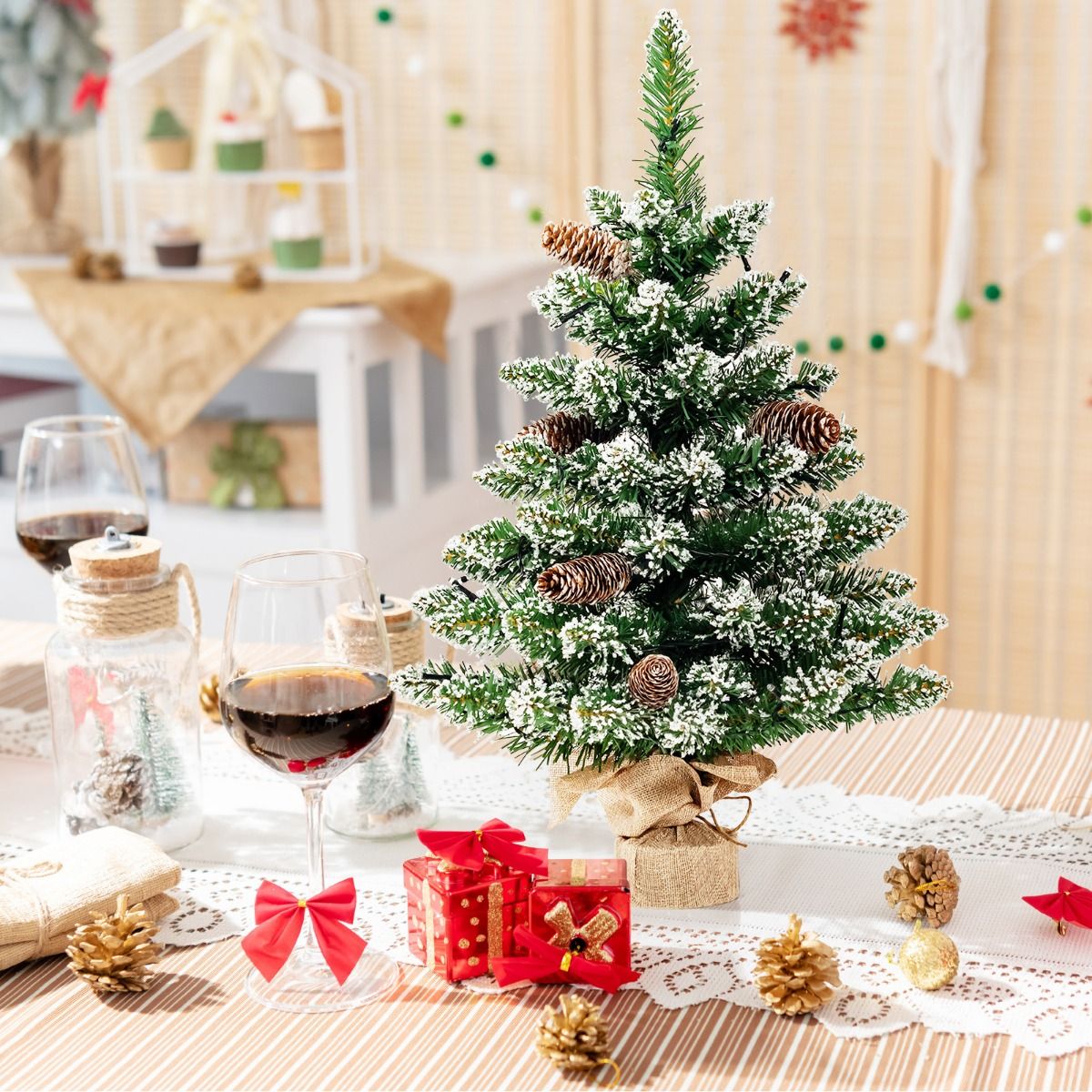Coast Artificial Christmas Tree Table Top 64 cm Green - Mini sapin de Noël avec neige - 50 LED - 8 niveaux de lumière