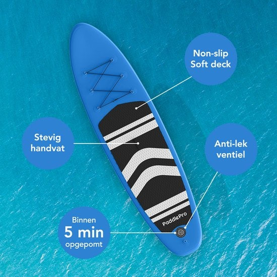 LifeGoods SUP Board - avec siège - Inflatable Paddle Board - Set complet - Max. 135KG - 320x81cm - Bleu