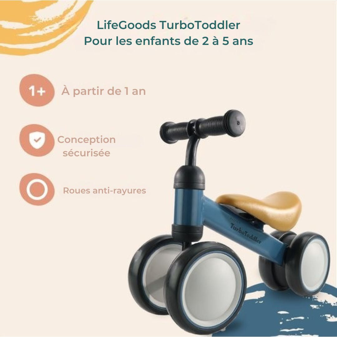 Scooter pour enfants LifeGoods - TurboToddler Balance Bike - Jouets à partir de 1 an - Bleu marine