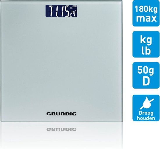 Balance - Grundig - Pèse-personne numérique - De 2 kg à 180 kg - Gris