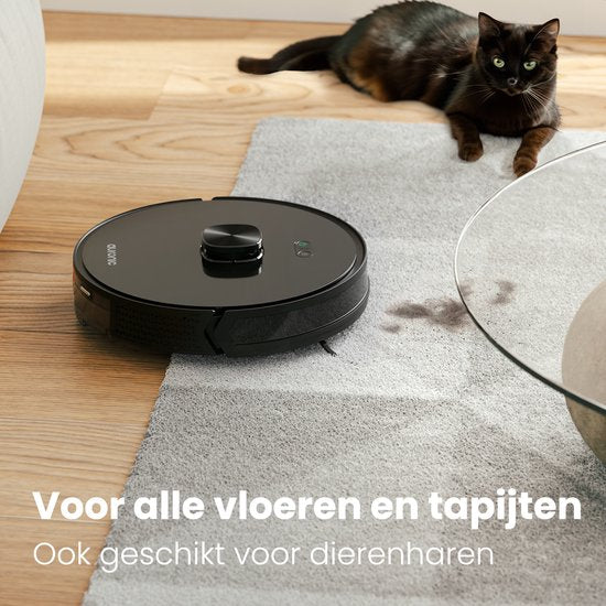 Auronic Robot Aspirateur - Avec fonction balayage - WiFi et App - Station de charge - Animaux domestiques - Robot balayeur - Navigation laser - Noir