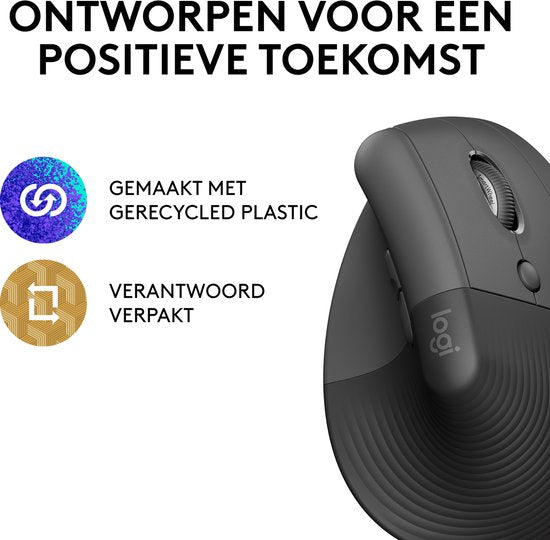 Logitech Lift - Souris ergonomique verticale - Pour droitiers - Gris foncé