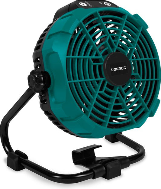 VONROC Fan 20V - pour utilisation avec ou sans fil - Adaptateur secteur inclus - Sans batterie ni chargeur
