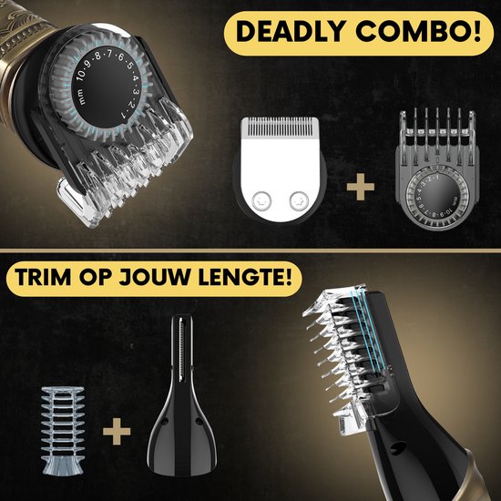 Tondeuse à barbe 8-en-1 pour hommes - Tondeuse pour barbe et corps - 8 accessoires inclus - Tondeuse pour hommes - Tondeuse pour hommes - Tondeuse à cheveux - Tondeuses - 0.5-15MM - Nez et oreilles - Tondeuse - Machine à barbe - Multigroomer