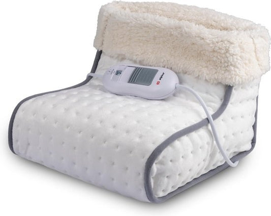 Chauffe-pieds électrique - alpina - Housse intérieure lavable - Protection contre la surchauffe - 3 niveaux - Blanc