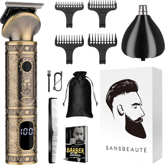 Tondeuse à barbe homme 2-en-1 - Tondeuse pour barbe et corps - 2 accessoires inclus - Sansbeauté® - Tondeuse corps homme - Tondeuse corps homme - Tondeuse cheveux - Tondeuse - 0.5-15MM - Nez et oreilles - Tondeuse - Machine à barbe