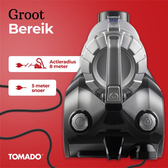 Tomado TVC2001B - Aspirateur sans sac - 2 litres - Sans sac - Filtre HEPA 12 - Léger - Noir