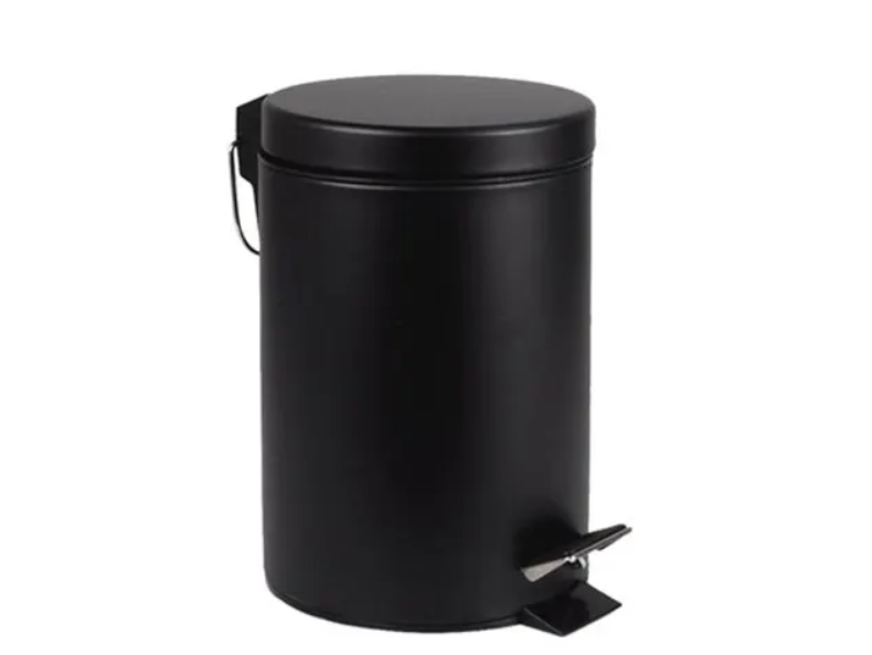 BRASQ poubelle à pédale - 20 litres - Noir - acier inoxydable - 28,9 x 28,9 x 44 cm