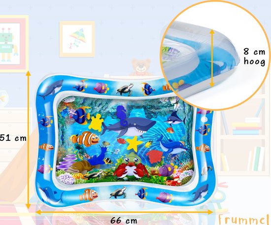 Frummel Water Playmat Baby - Matelas d'eau - Matelas de jeu - Gonflable - Jouets d'eau pour bébé - Cadeau de maternité - Poisson-clown