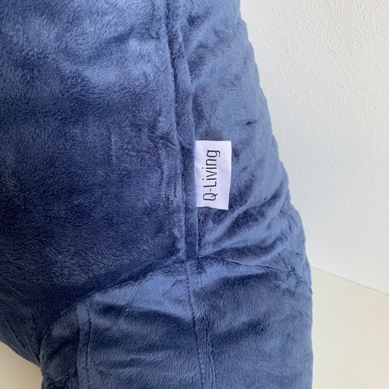 Q-Living Coussin de lecture XXL avec rouleau supplémentaire pour la nuque - Coussin de relaxation - Coussin de siège - Soutien du bas du dos - Coussin de lecture pour le lit - Bleu