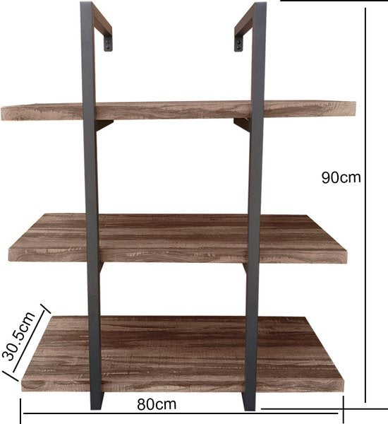 Etagère murale échelle Sturdy - étagère murale bibliothèque - armoire murale - industrielle - 3 étagères de rangement