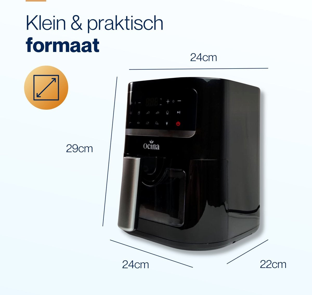 Ocina Airfryer - Friteuse à air chaud - 1600W - 4.5L - Affichage digital - Noir