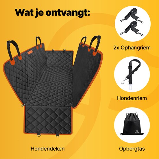 Tapis pour chien Jake et Jacky Siège arrière et coffre de la voiture - Tapis pour chien - Tapis pour chien - Housse de protection pour la voiture - Laisse pour chien, laisses suspendues et sac de rangement inclus