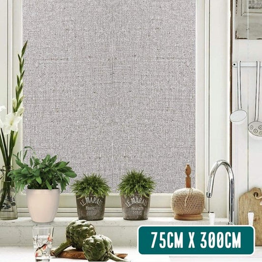 Homewell Film pour fenêtre HR++ 70x300 - Isolation et protection solaire - Anti-vue - Statique - Aspect lin Gris