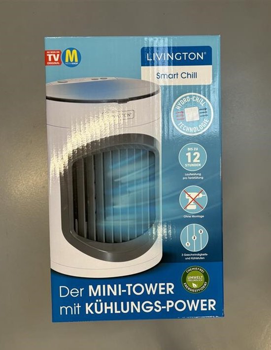 Livington SmartChill blanc - climatiseur portable - refroidissement par eau - climatiseur - 3 vitesses - effet rafraîchissant pendant 12 heures