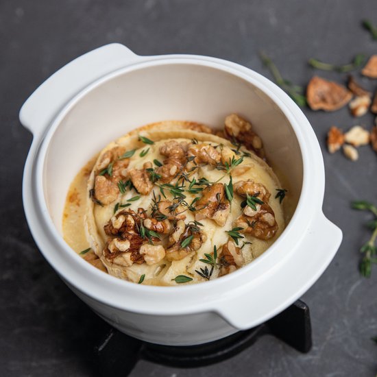 Boska Cheese Baker - Plat à four avec base - pour Camembert - Fondue au fromage - Blanc