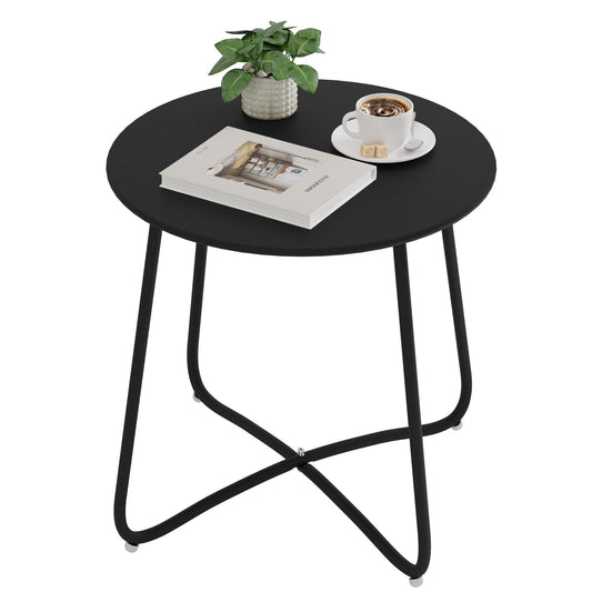 Table d'appoint ronde eSituro - table de balcon et de jardin en métal - noire - diamètre 45 cm, hauteur 45 cm