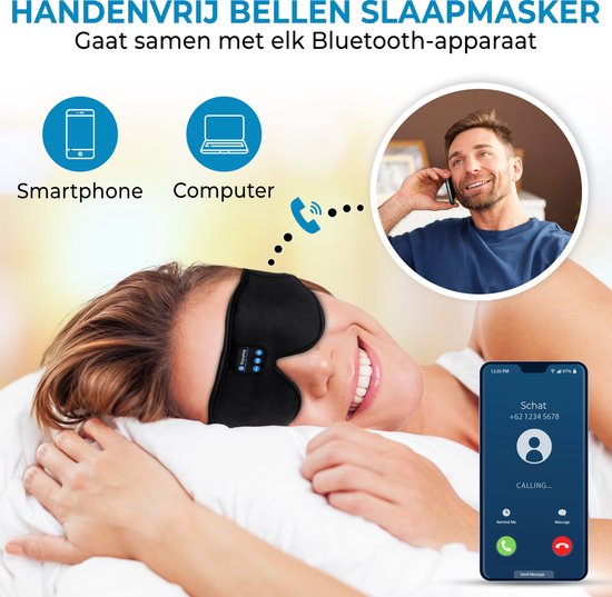 PurelyGoods® Masque de sommeil Bluetooth 5.3 - Masque de sommeil pour les yeux - 3D - 100% occultant - pour femmes et hommes