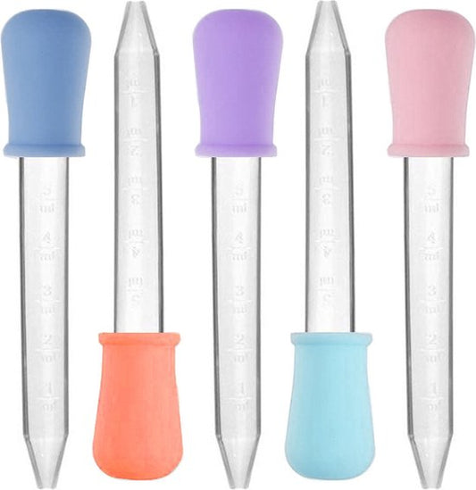 Set de pipettes Saaf - Bouteille de pipette 5 ml - Compteur de gouttes - Pipettes pour liquides - 5 pièces et couleurs